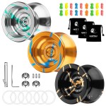 MAGICYOYO N11 Unresponsive Alloy Yoyos Professional Yoyo Toys Pack of 3 Yo-yos with Responsive Bearings Kit, 3 Yo Yo Bags, 18 Yo-yo Strings