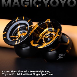 MAGICYOYO N11 Unresponsive Alloy Yoyos Professional Yoyo Toys Pack of 3 Yo-yos with Responsive Bearings Kit, 3 Yo Yo Bags, 18 Yo-yo Strings