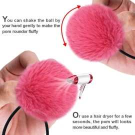 MORGLES 16pcs Pom Pom Hair Ties, Fluffy Ponytail Holders for Girls Toddlers, 2 inch, Multi-colour