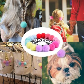 MORGLES 16pcs Pom Pom Hair Ties, Fluffy Ponytail Holders for Girls Toddlers, 2 inch, Multi-colour