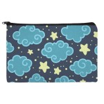 Nighttime Sky with Clouds and Stars Pattern Makeup Cosmetic Bag Organizer Pouch