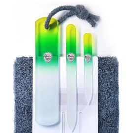 GLADZY Genuine Czech Glass Nail File Set - Callus Remover Foot Rasp, Double Sided Different Grit Surface, Professional Manicure and Pedicure Tools for Natural Nails, Nail Shaper, Ethically Made in EU