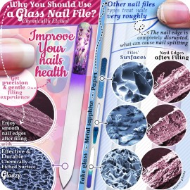 GLADZY Genuine Czech Glass Nail File Set - Callus Remover Foot Rasp, Double Sided Different Grit Surface, Professional Manicure and Pedicure Tools for Natural Nails, Nail Shaper, Ethically Made in EU