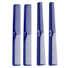 JOHNNY B. Professional 4 Pack Carbon Cutting & Styling Combs for Barbers, At-Home Use, Blue