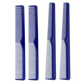 JOHNNY B. Professional 4 Pack Carbon Cutting & Styling Combs for Barbers, At-Home Use, Blue