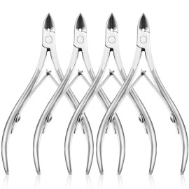 Mudder 4 Packs Cuticle Nippers Upgraded Stainless Steel Cuticle Trimmer Kit Labor Saving Sharp Dead Skin Cutter for Fingernail Toenail Manicure Pedicure Tool