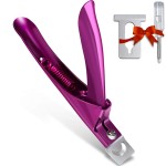 Nail Tip Clipper Edge Cutter Adjustable Stainless Steel False Artificial Acrylic Fake Trimmer Manicure Pedicure Sharp Rustproof Blade Clip Tool for Salon Home Art,Beauty Design DIY Use Rose Red