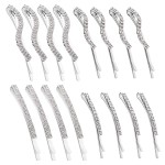 Folansy 16 Pieces Clear Rhinestone Bobby Pin Crystal Hair Pin Metal Hair Clips Decorations for Lady Women Girls,4 Styles Silver