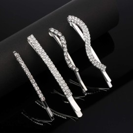Folansy 16 Pieces Clear Rhinestone Bobby Pin Crystal Hair Pin Metal Hair Clips Decorations for Lady Women Girls,4 Styles Silver Folansy 16 Pieces Clear Rhinestone Bobby Pin Crystal Hair Pin Metal Hair Clips Decorations for Lady Women Girls,4 Styles Silver