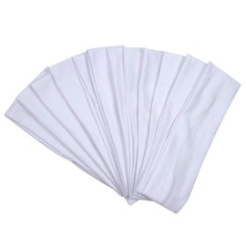 Headbands Hairband Cotton Soft and Stretchy Elastic Solid Color 12 Pcs Per Lot (White) Middle
