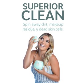 Tao Clean Ona Diamond Orbital Facial Brush and Cleansing Station - Robin\'s Egg Blue - Electric Face Cleansing Brush with Ergonomic Handle, Dual Speed Settings, 2 Piece Set, (BA-0201-RBE-US)