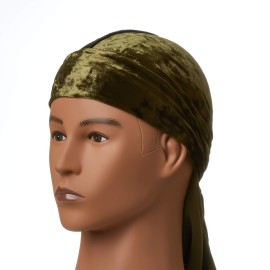 KISS RED Premium Bow Wow X Power Wave Crushed Velvet Durag (Moss Green)