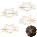 4 Pcs Gold Hair Stick Lovely Cat Shaped Hair Slide Stylish Hair Accessories for Women