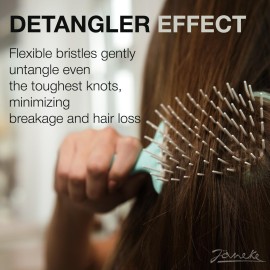 Janeke Original Patented Superbrush Detangler Brush Anti-static Hairbrush Easy For Wet or Dry Use Flexible with Nylon Bristle Great for All Hair Types - Long Thick Curly (Tiffany)