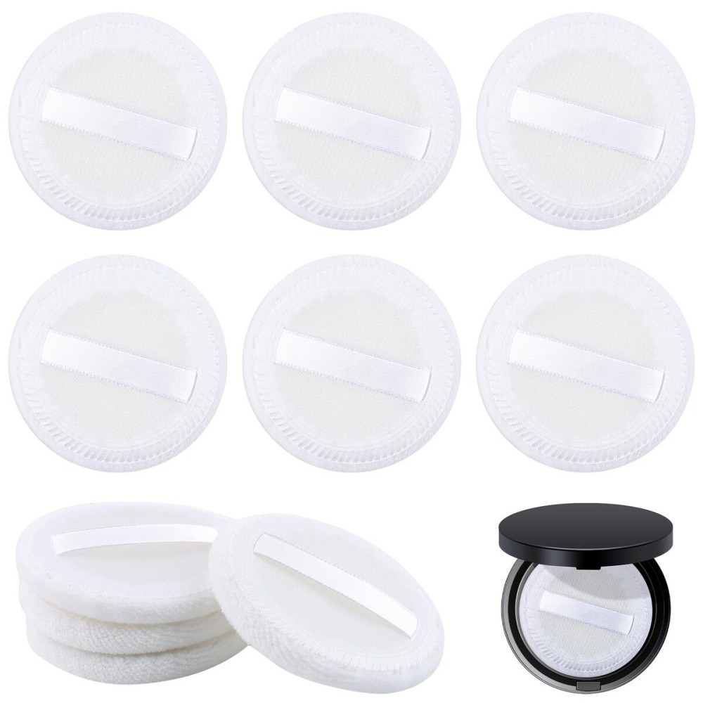 AUEAR, 10 Pack Powder Puffs Washable Pure Cotton Round Makeup Pads 2.36 Inch Cosmetic Face with Ribbon for Loose Foundation (White) AUEAR, 10 Pack Powder Puffs Washable Pure Cotton Round Makeup Pads 2.36 Inch Cosmetic Face with Ribbon for Loose Foundation (White)
