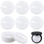 AUEAR, 10 Pack Powder Puffs Washable Pure Cotton Round Makeup Pads 2.36 Inch Cosmetic Face with Ribbon for Loose Foundation (White)
