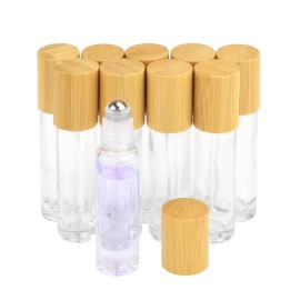 10ml(1/3oz) Roll On Bottles,10 Pack Glass Roller Bottles Essential Oil Bottles Perfume Cosmetic Sample Bottles With Stainless Steel Roller Ball&Bamboo Lids 10ml(1/3oz) Roll On Bottles,10 Pack Glass Roller Bottles Essential Oil Bottles Perfume Cosmetic Sample Bottles With Stainless Steel Roller Ball&Bamboo Lids