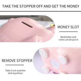 PIG WORLD 7 Piggy Bank for Adults,Money Bank,Ceramics Alcancias De Dinero para Adultos Nios,Girls Piggy Bank for Boys,Coin Bank,Modern Home Decor Living Room