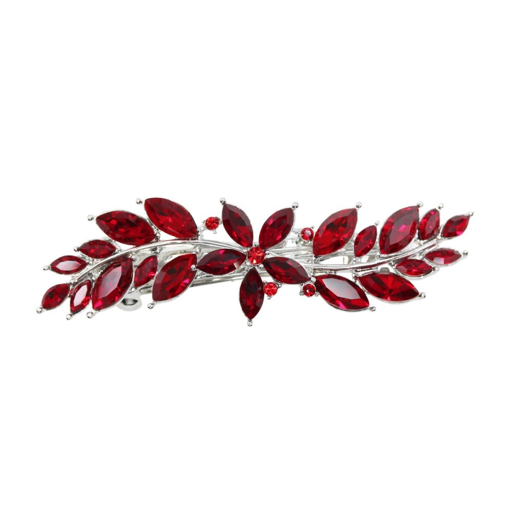 Faship Gorgeous Red Rhinestone Crystal Small Floral Hair Barrette Clip Faship Gorgeous Red Rhinestone Crystal Small Floral Hair Barrette Clip