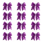 Oaoleer 12PCS 7 Large Glitter Cheer Hair Bows Ponytail Holder Elastic Band Handmade for Cheerleading Teen Girls College Sports (Glitter Purple 12PCS)