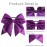 Oaoleer 12PCS 7 Large Glitter Cheer Hair Bows Ponytail Holder Elastic Band Handmade for Cheerleading Teen Girls College Sports (Glitter Purple 12PCS)