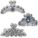 kilofly 3pc Vintage Crystal Hair Claw Clips Long Thick Hair Metal Clamps