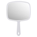 PROTECLE Hand Mirror, Handheld Makeup Mirror with Handle for Barber Hairdressing (Square White 10.3x7.4)