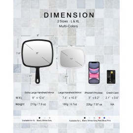 PROTECLE Hand Mirror, Handheld Makeup Mirror with Handle for Barber Hairdressing (Square White 10.3x7.4) PROTECLE Hand Mirror, Handheld Makeup Mirror with Handle for Barber Hairdressing (Square White 10.3x7.4)