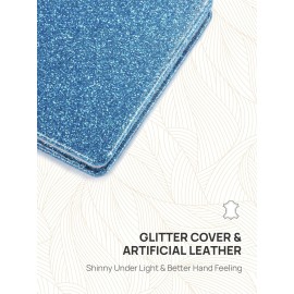 OMIRO Compact Mirror, Glitter PU 1X/3X Magnification, Ultra Portable for Purses (Blue)