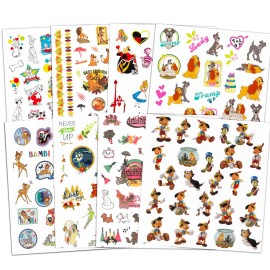 Classic Disney Tattoos Party Favors Mega Assortment ~ Bundle Includes 8 Disney Temporary Tattoo Sheets Featuring Peter Pan, 101 Dalmatians, Bambi, Jungle Book and More (Over 200 Tattoos!)