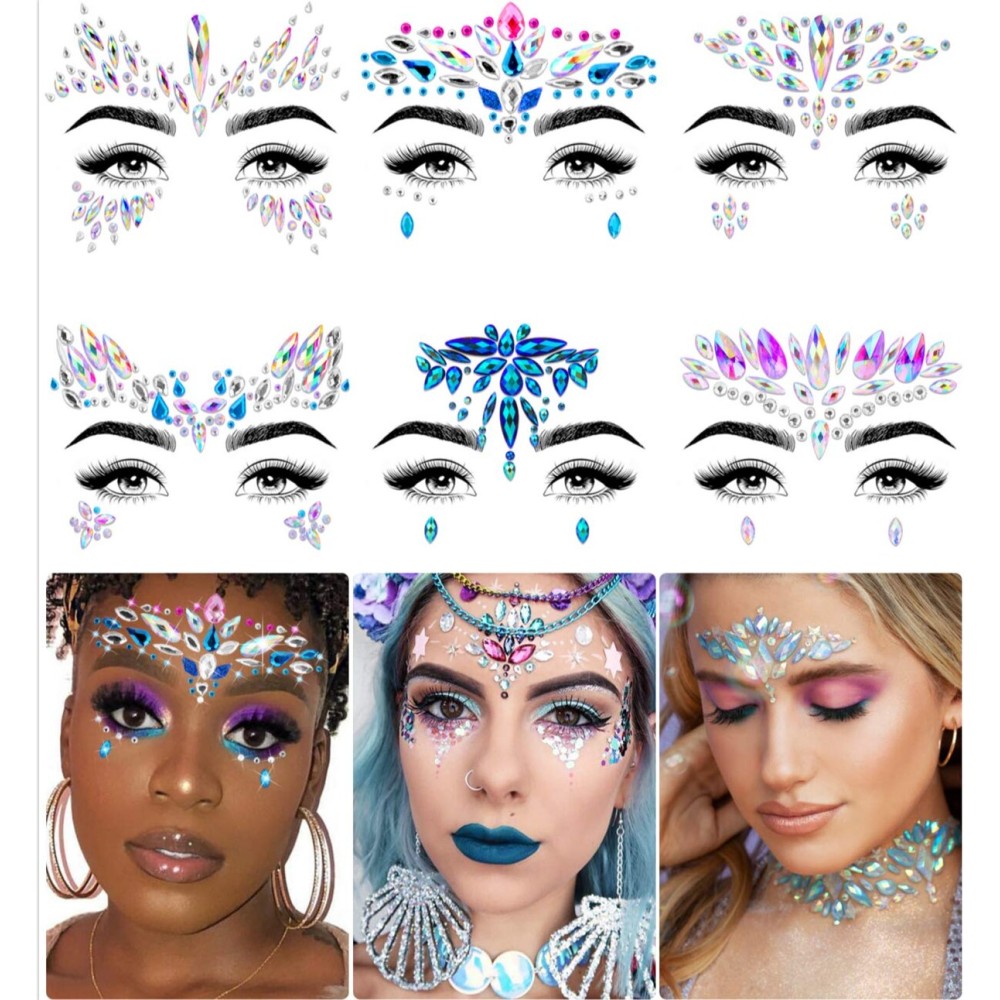 iMethod Mermaid Face Jewels - Stick On Gems, Rave Accessories for Festival & Holiday Costumes, 6 Pcs, Multicolored iMethod Mermaid Face Jewels - Stick On Gems, Rave Accessories for Festival & Holiday Costumes, 6 Pcs, Multicolored