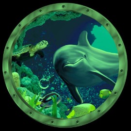 Amaonm 12x12 Creative Removable Glow in The Dark Ocean View Wall Decals 3D Under The Sea Fish Wall Sticker Murals Peel Stick Home Art Decor for Kids Room Bedroom Bathroom Nursery Fridge (Dolphin)