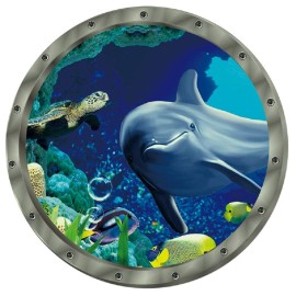 Amaonm 12x12 Creative Removable Glow in The Dark Ocean View Wall Decals 3D Under The Sea Fish Wall Sticker Murals Peel Stick Home Art Decor for Kids Room Bedroom Bathroom Nursery Fridge (Dolphin)