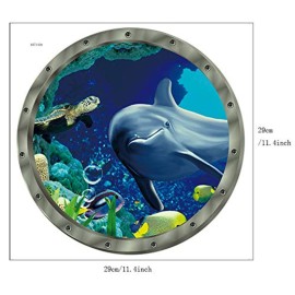 Amaonm 12x12 Creative Removable Glow in The Dark Ocean View Wall Decals 3D Under The Sea Fish Wall Sticker Murals Peel Stick Home Art Decor for Kids Room Bedroom Bathroom Nursery Fridge (Dolphin)