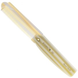 Giorgio G82 IVY 4 Inch Handmade Folding Pocket Comb for Men, Fine Tooth Hair Comb Straightener for Everyday Grooming Styling Hair, Beard or Mustache, Use Dry or with Balms, Saw Cut Hand Polished