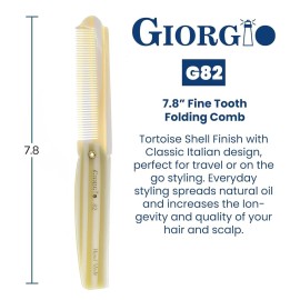 Giorgio G82 IVY 4 Inch Handmade Folding Pocket Comb for Men, Fine Tooth Hair Comb Straightener for Everyday Grooming Styling Hair, Beard or Mustache, Use Dry or with Balms, Saw Cut Hand Polished Giorgio G82 IVY 4 Inch Handmade Folding Pocket Comb for Men, Fine Tooth Hair Comb Straightener for Everyday Grooming Styling Hair, Beard or Mustache, Use Dry or with Balms, Saw Cut Hand Polished