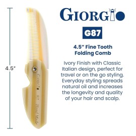 Giorgio G87 Fine Tooth Mustache & Beard Comb, Handmade, Saw-cut, Hand Polished Pocket Styling Comb for Everyday Grooming & Hair Care, Ivory (4.5) Giorgio G87 Fine Tooth Mustache & Beard Comb, Handmade, Saw-cut, Hand Polished Pocket Styling Comb for Everyday Grooming & Hair Care, Ivory (4.5)