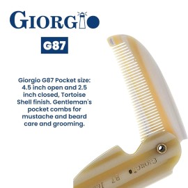Giorgio G87 Fine Tooth Mustache & Beard Comb, Handmade, Saw-cut, Hand Polished Pocket Styling Comb for Everyday Grooming & Hair Care, Ivory (4.5) Giorgio G87 Fine Tooth Mustache & Beard Comb, Handmade, Saw-cut, Hand Polished Pocket Styling Comb for Everyday Grooming & Hair Care, Ivory (4.5)