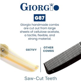 Giorgio G87 Fine Tooth Mustache & Beard Comb, Handmade, Saw-cut, Hand Polished Pocket Styling Comb for Everyday Grooming & Hair Care, Ivory (4.5) Giorgio G87 Fine Tooth Mustache & Beard Comb, Handmade, Saw-cut, Hand Polished Pocket Styling Comb for Everyday Grooming & Hair Care, Ivory (4.5)