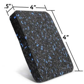 Impresa 6-Pack Exercise Equipment Pads - Workout Mats for Home Gym - 4 x 4 x 0.5 in Rubber Floor Protectors - Anti-Skid Foot Pads for Treadmill Pad & Exercise Bike - Rubber Gym Flooring Shields