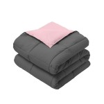 Royal Hotel Bedding Reversible Baby Blanket, Kids Blankets, Hypoallergenic Down Alternative Medium Warmth, 30 by 40 Inches, Set of 2, Charcoal - Blush
