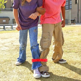 Augshy 5 Pcs 3 Legged Race Bands, Colorful Elastic Tie Rope Bands for Carnival Relay Race, Field Day Games, Adults Outdoor Team Game Party Supplies