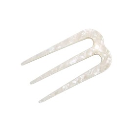 French Amie Tri Prongs Frost White 3 Handmade Cellulose Acetate Bun Holder Chignon Hair Pin Stick