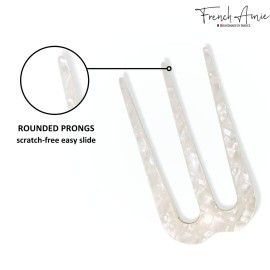 French Amie Tri Prongs Frost White 3 Handmade Cellulose Acetate Bun Holder Chignon Hair Pin Stick French Amie Tri Prongs Frost White 3 Handmade Cellulose Acetate Bun Holder Chignon Hair Pin Stick