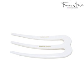 French Amie Tri Prongs Frost White 3 Handmade Cellulose Acetate Bun Holder Chignon Hair Pin Stick French Amie Tri Prongs Frost White 3 Handmade Cellulose Acetate Bun Holder Chignon Hair Pin Stick