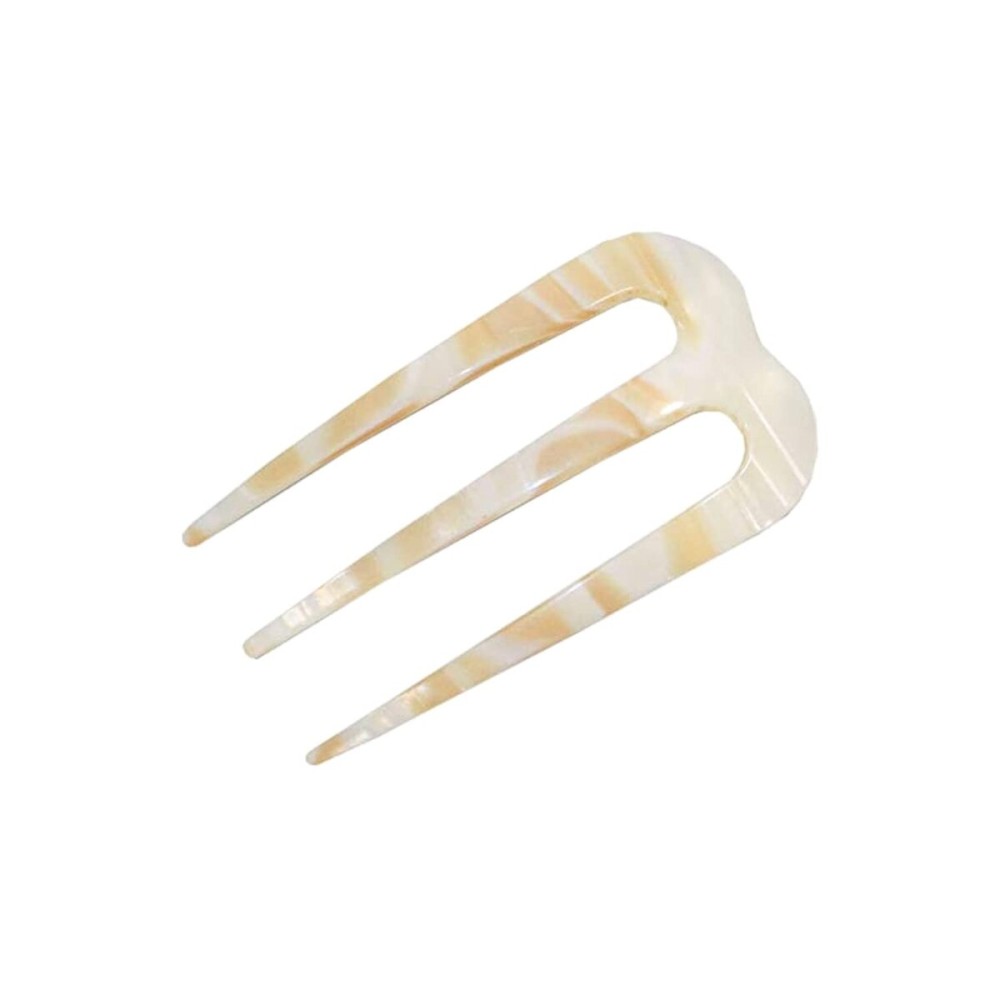 French Amie Tri Prongs Ivory Cream Nougat 3 Handmade Cellulose Acetate Bun Holder Chignon Hair Pin Stick French Amie Tri Prongs Ivory Cream Nougat 3 Handmade Cellulose Acetate Bun Holder Chignon Hair Pin Stick