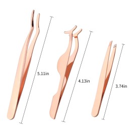 Arroyner 3Pcs Eyelashes Tool Fake Lash Applicator Lash Tools Fake Eyelashes Scissors (Rose Golden) Arroyner 3Pcs Eyelashes Tool Fake Lash Applicator Lash Tools Fake Eyelashes Scissors (Rose Golden)