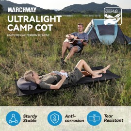 MARCHWAY Ultralight Folding Tent Camping Cot Bed, Portable Compact for Outdoor Travel, Base Camp, Hiking, Mountaineering, Lightweight Backpacking (Black)