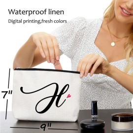 Blue Leaves H Initial Monogram Personalized Travel Makeup Bag,Cosmetic Bag Gifts with Zipper Waterproof(Makeup bag-Letter H) Blue Leaves H Initial Monogram Personalized Travel Makeup Bag,Cosmetic Bag Gifts with Zipper Waterproof(Makeup bag-Letter H)