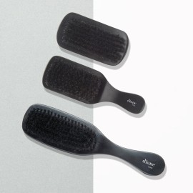 Diane Boar Curved Wave Brush for Men and Women - Black, Soft Bristles for Fine to Medium Hair - Use for Detangling, Smoothing, Wave Styles, Soft on Scalp, Restore Shine and Texture